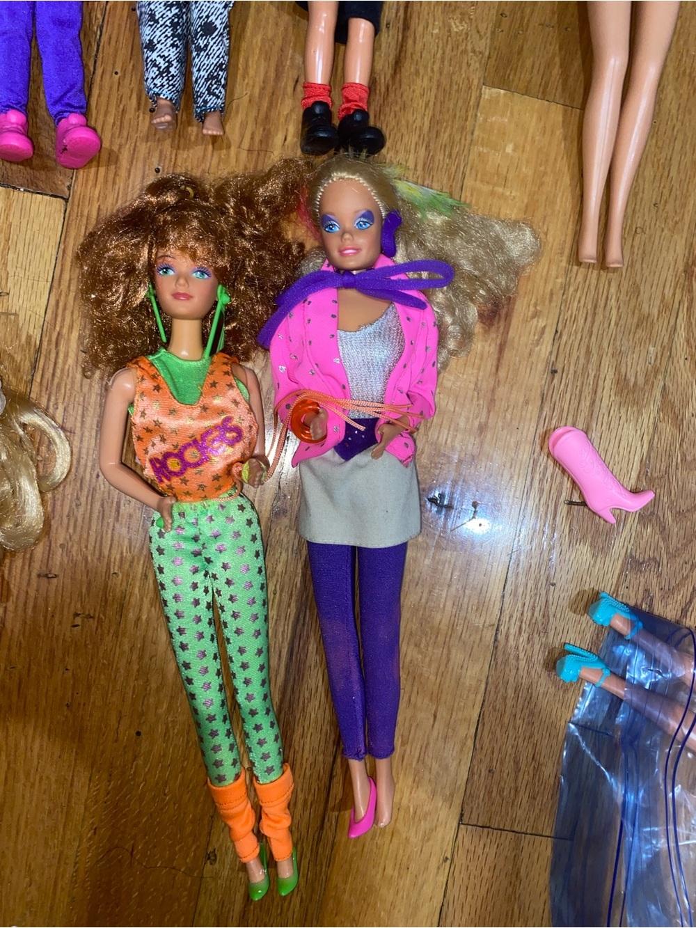 80s Barbie and The Rockers in Neon Green & Orange 90s Fashion Doll Outfit Set